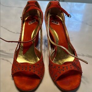 Chic Orange Studded Heels